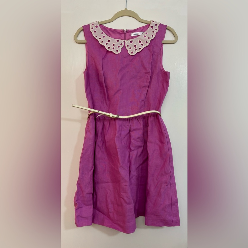 Kensie Linen Dress with Lace Detail